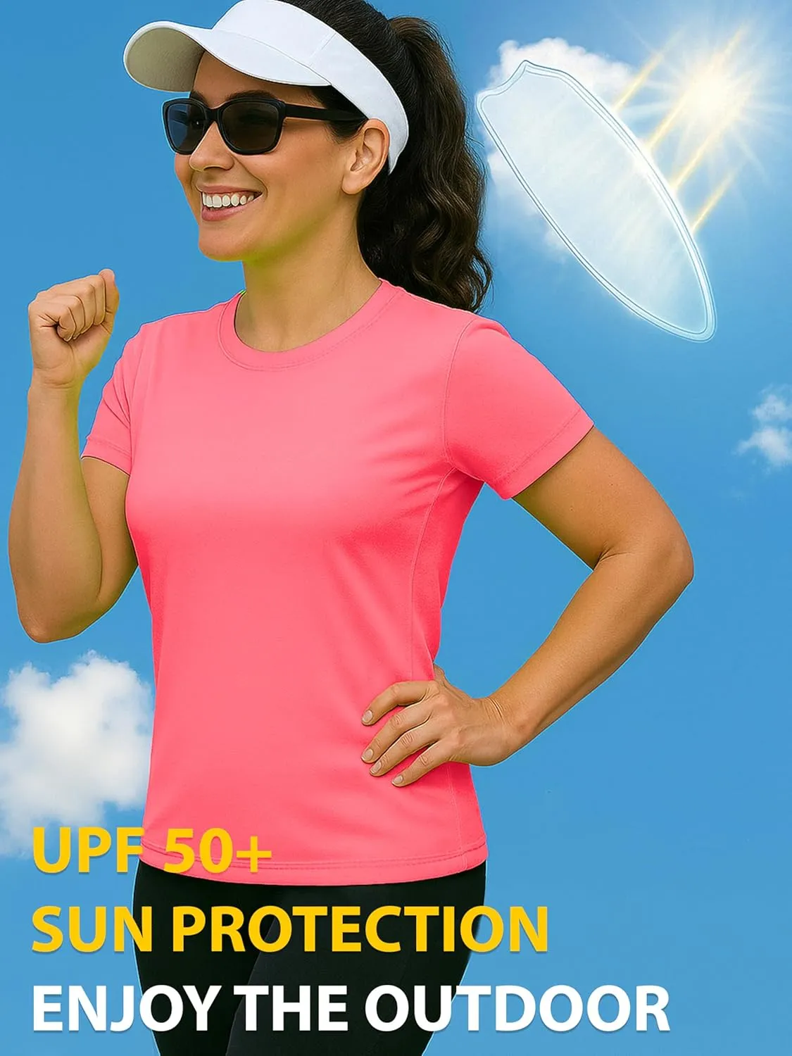 Neon Athletic Dry Fit Shirts Women Casual Short Sleeve Workout Running High Visibility Yoga Tshirt for Womens