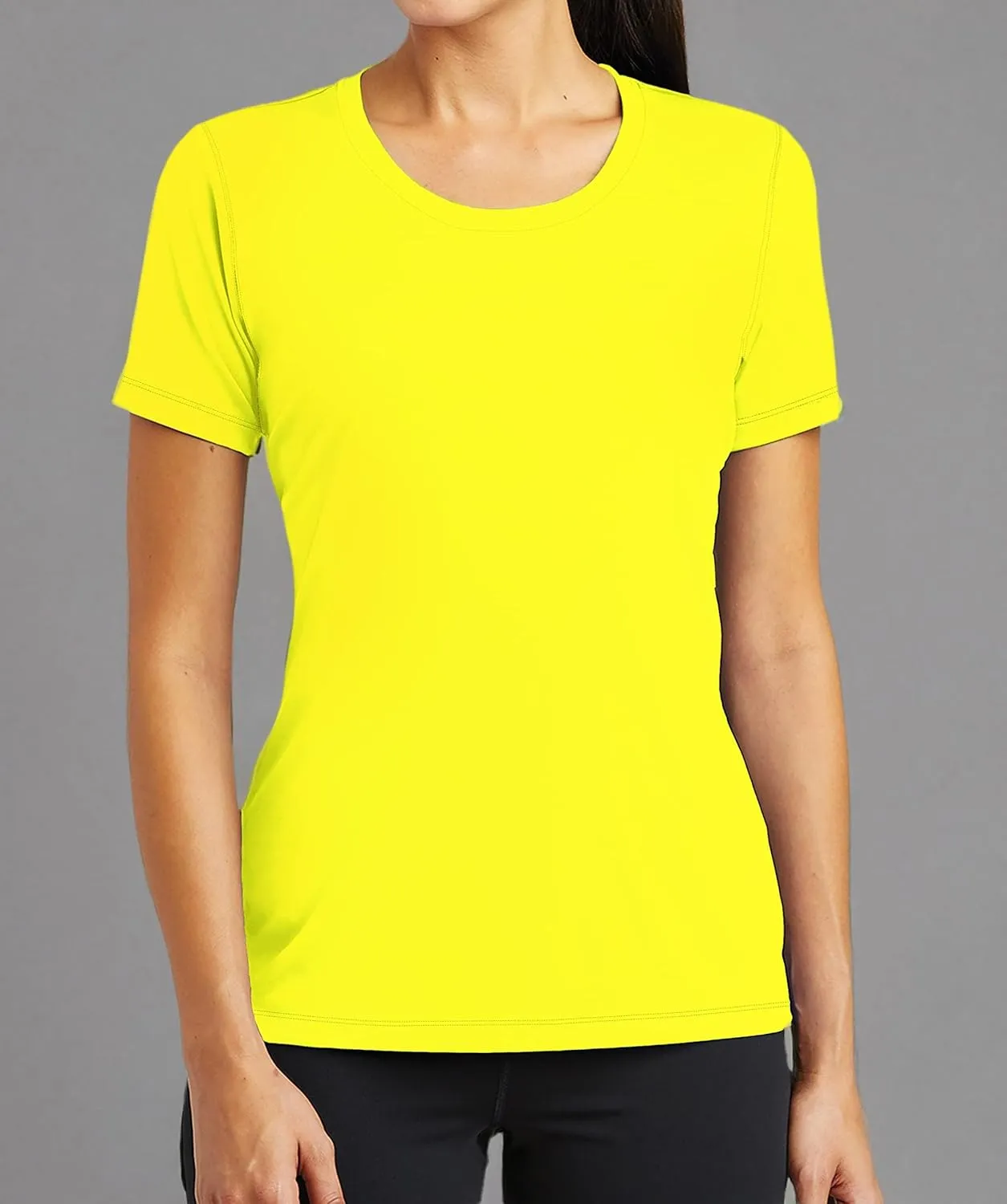 Neon Athletic Dry Fit Shirts Women Casual Short Sleeve Workout Running High Visibility Yoga Tshirt for Womens
