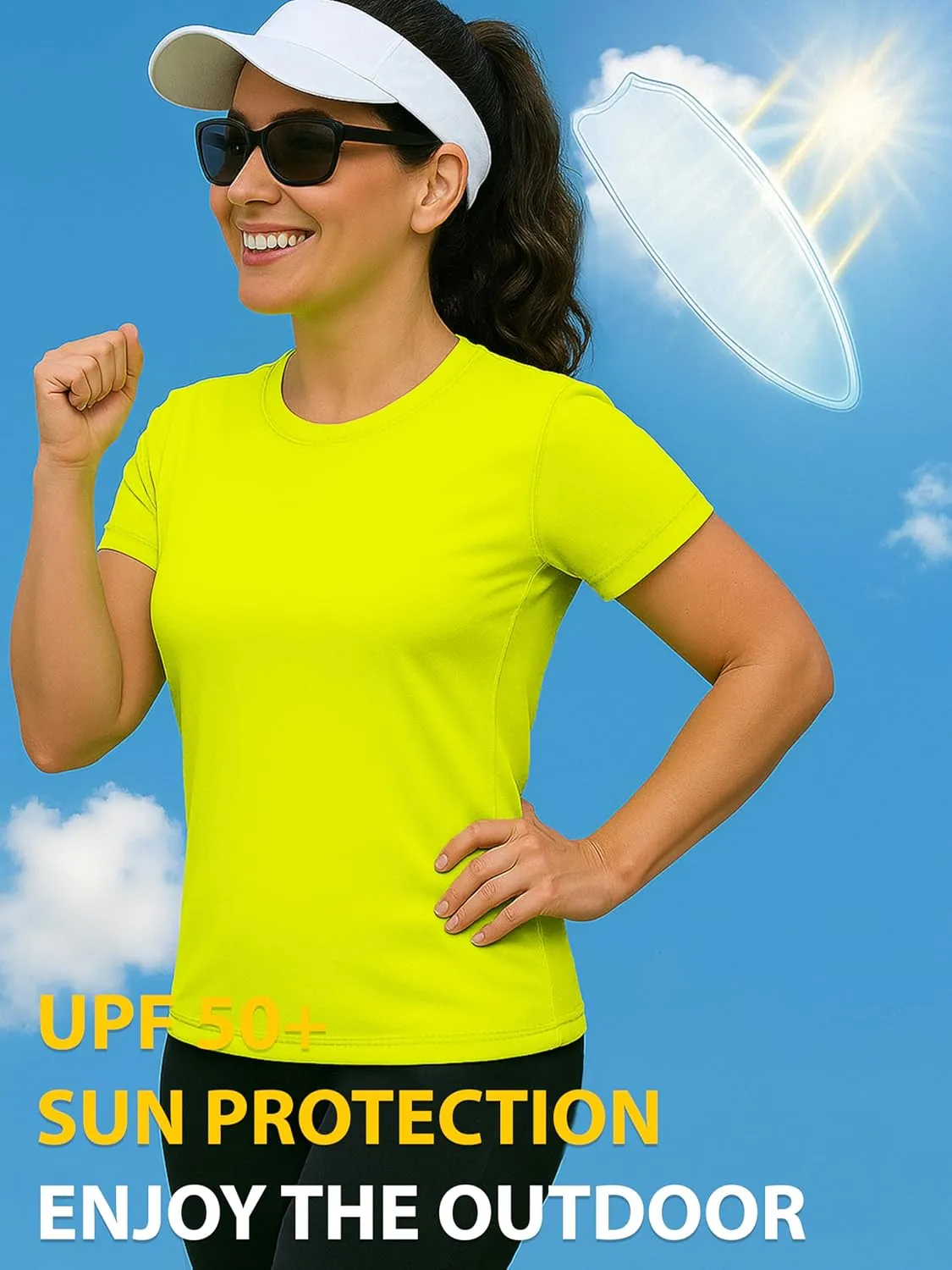 Neon Athletic Dry Fit Shirts Women Casual Short Sleeve Workout Running High Visibility Yoga Tshirt for Womens