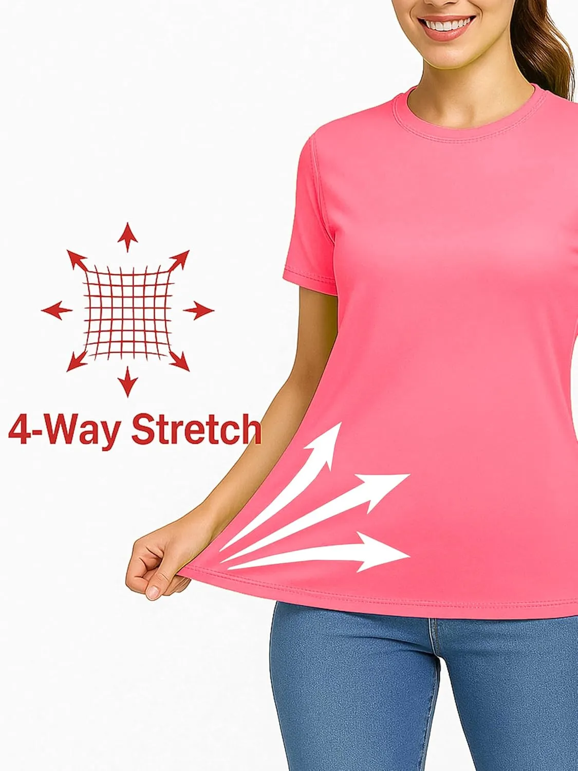 Neon Athletic Dry Fit Shirts Women Casual Short Sleeve Workout Running High Visibility Yoga Tshirt for Womens