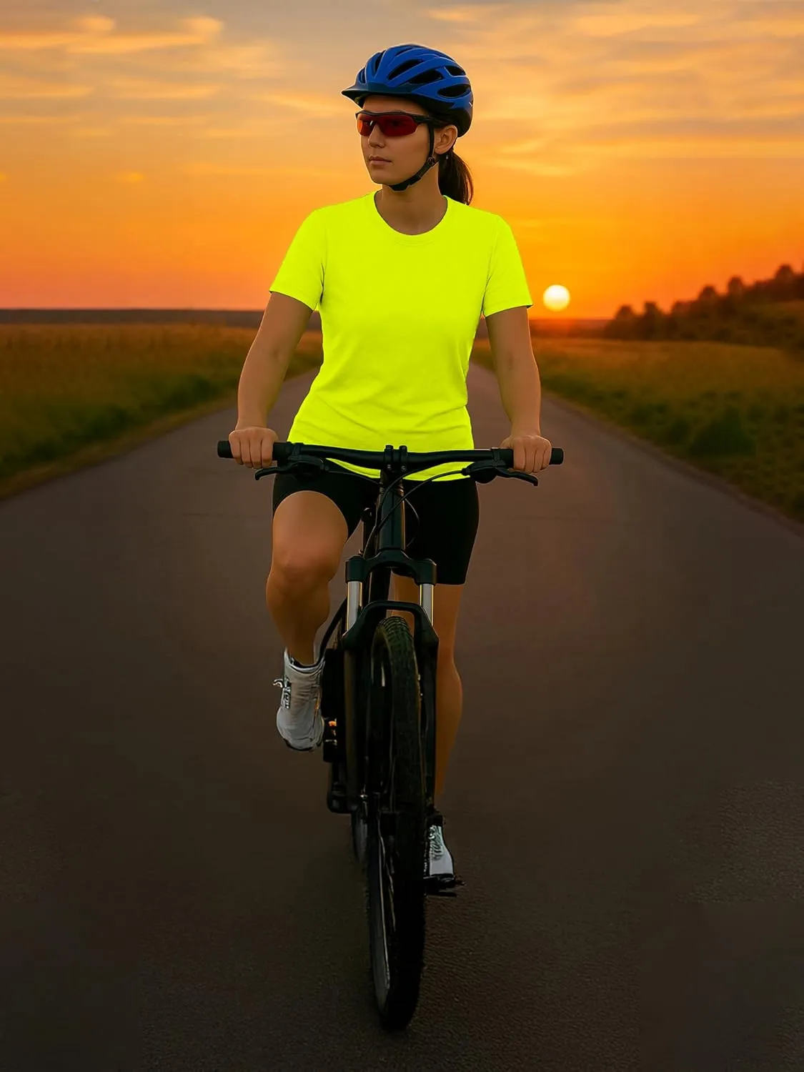 Neon Athletic Dry Fit Shirts Women Casual Short Sleeve Workout Running High Visibility Yoga Tshirt for Womens