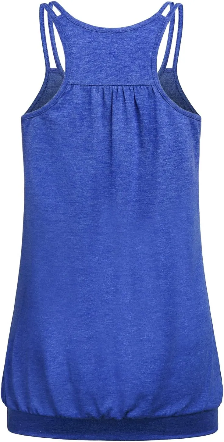 NEWMEEN Women's Scoop Neck Spaghetti Strap Racerback Sports Cami Tank Tops