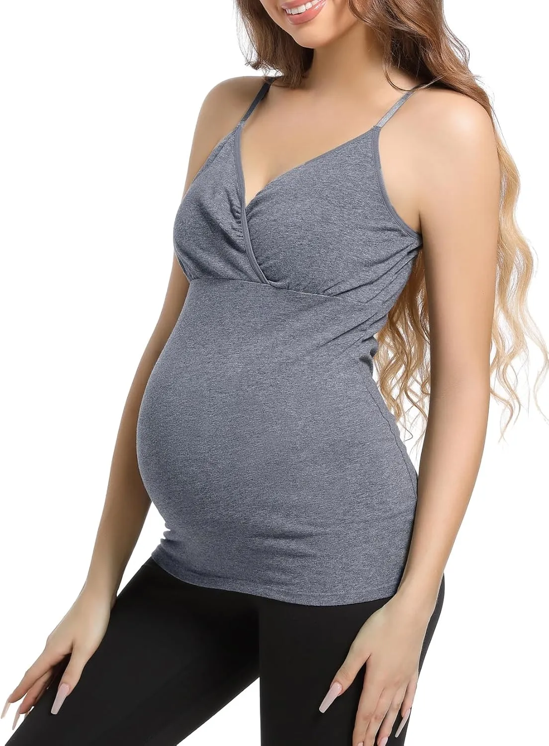 Nursing Tops Tank Shirt Cami Sleep Bra for Maternity and Breastfeeding