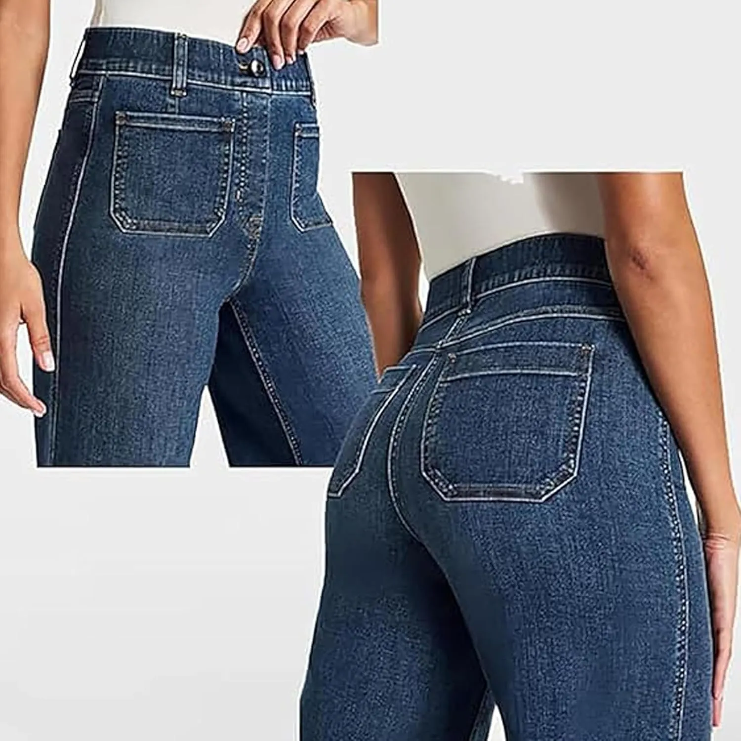 Obormi Jeans for WomenTummy Control Cropped Wide-Leg JeansHigh Waist Cropped Pants for Women