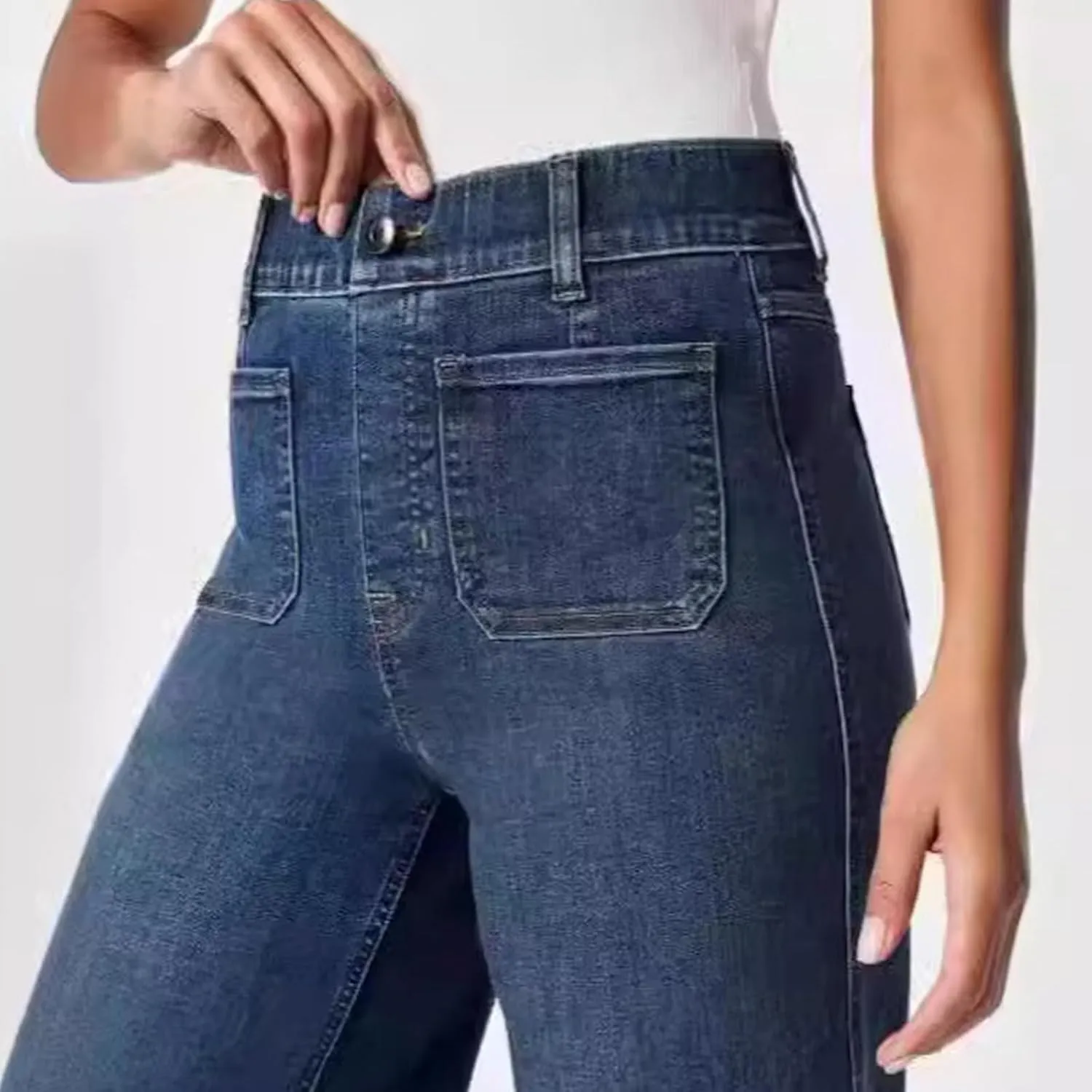 Obormi Jeans for WomenTummy Control Cropped Wide-Leg JeansHigh Waist Cropped Pants for Women