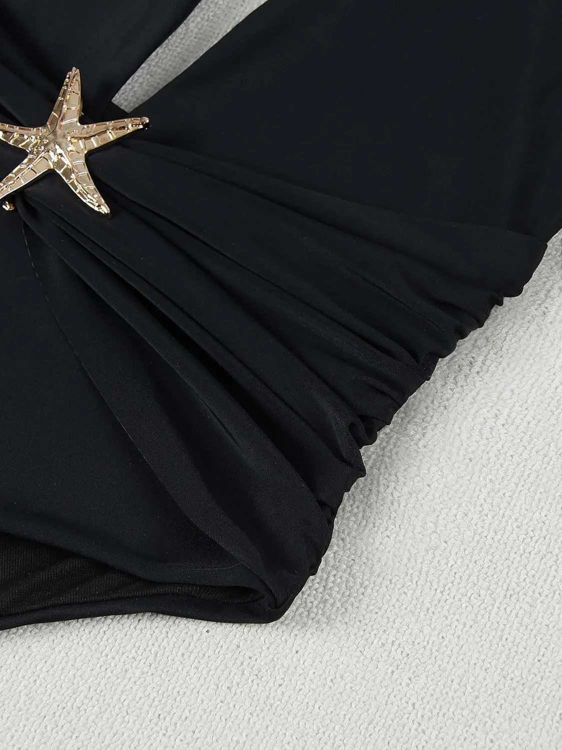 One Piece Swimsuit with Cover up Skirt Starfish Swimwear Sets for Women Halter Bathing Suits Vacation Beach Dresses