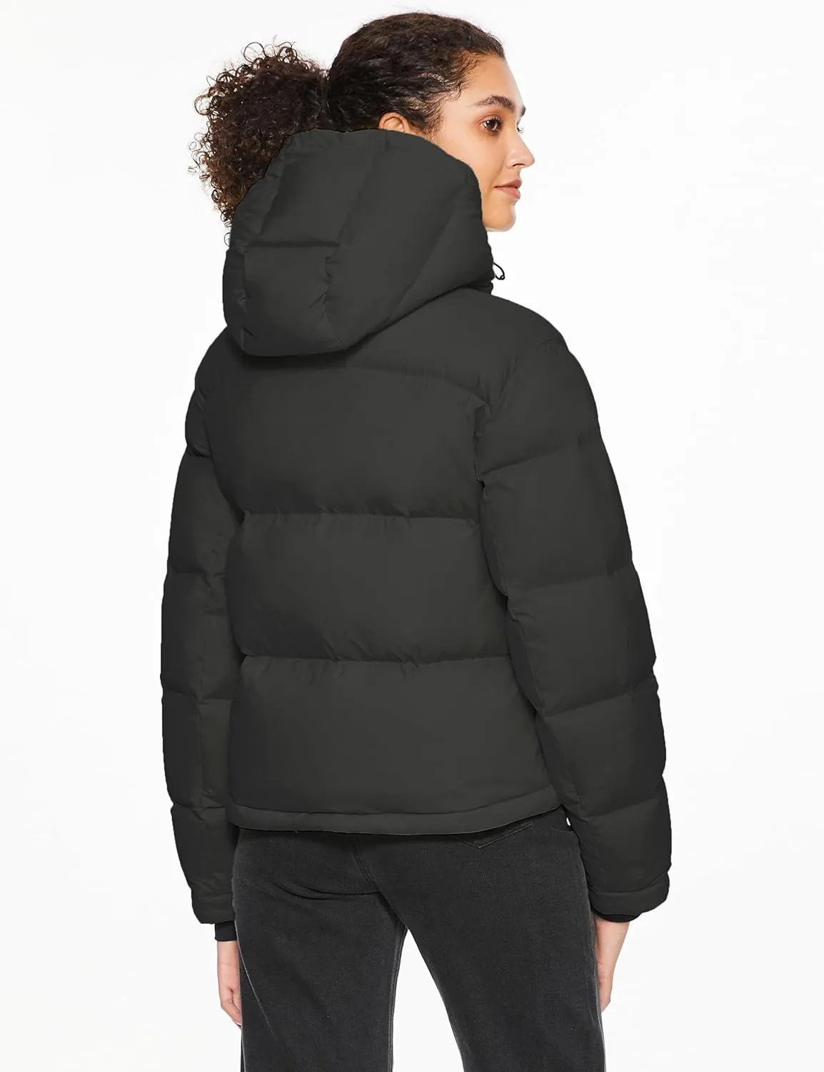 Orolay Women's Cropped Puffer Jacket Short Down Coat Thickened Winter with Detachable Hood