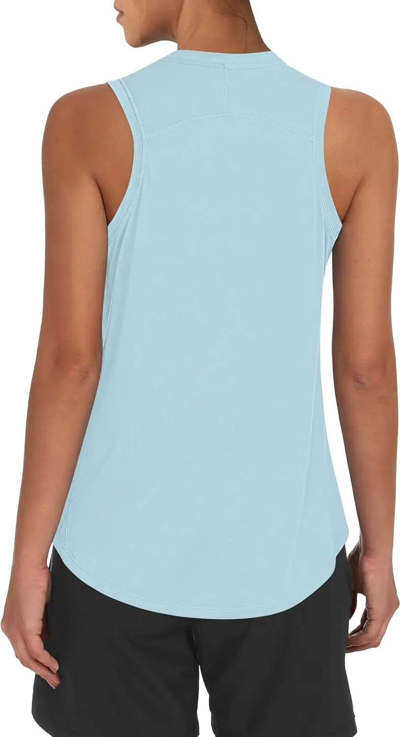 OYANUS Women's Summer Workout Tops Sleeveless Racerback Athletic Tank Top High Neck Loose Fit Running Gym Yoga Shirts