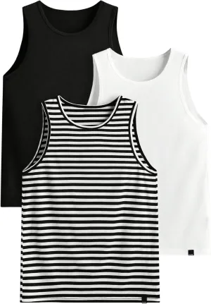 OYOANGLE Men's 3 Pack Tank Tops Crew Neck Sleeveless Athletic Shirts Summer Undershirts