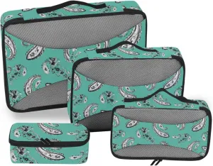 Packing Cube 4 Set Luggage Bags Organizers Luggage Packing Cubes for Travel Packimg Cubes Paisley Ethnic