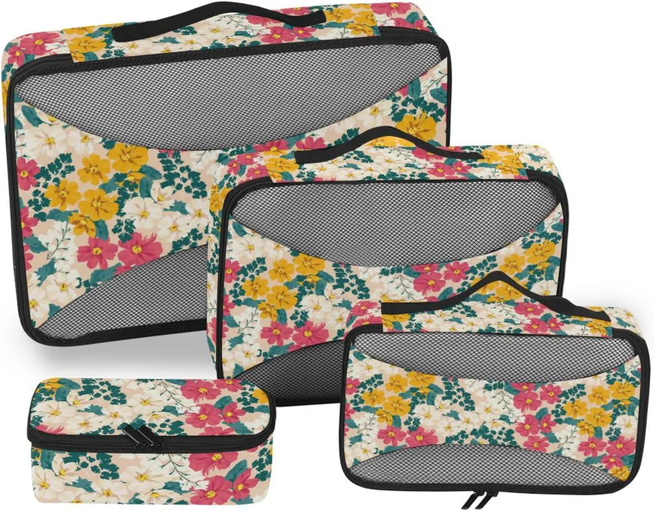 Packing Cube Set of 4 Luggage Cubes for Packing Luggage Packing Cubes for Travel Packing Cubea Spring Meadow Flower