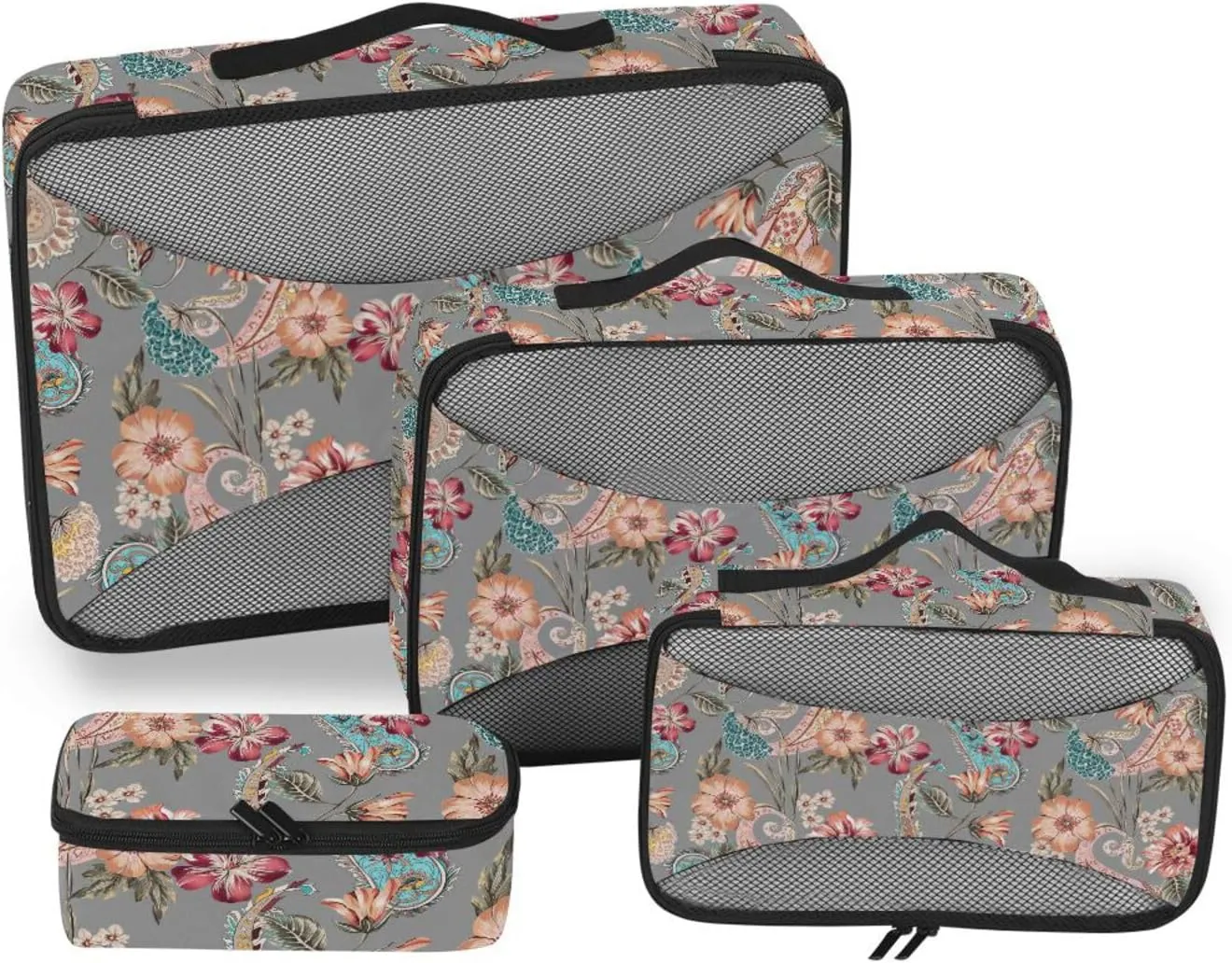 Packing Cubes for Travel 4 Set Luggage Organizer Bags Luggage Packing Cubes for Travel Packing Cubea Ethnic Flowers
