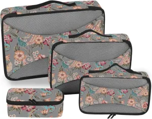 Packing Cubes for Travel 4 Set Luggage Organizer Bags Luggage Packing Cubes for Travel Packing Cubea Ethnic Flowers