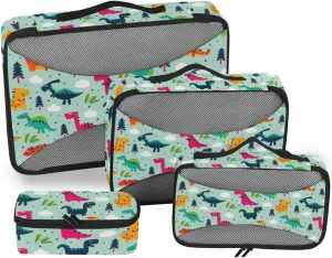 Packing Cubes for Travel 4 Set Luggage Organizer Travel Cubes for Luggage Paxking Cubes Dinosaur Cute