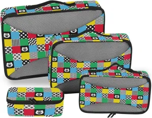 Packing Cubes for Travel 4 Set Suitcase Organizer Bags Luggage Packing Organizers Packing Cube Cat Kitten Check