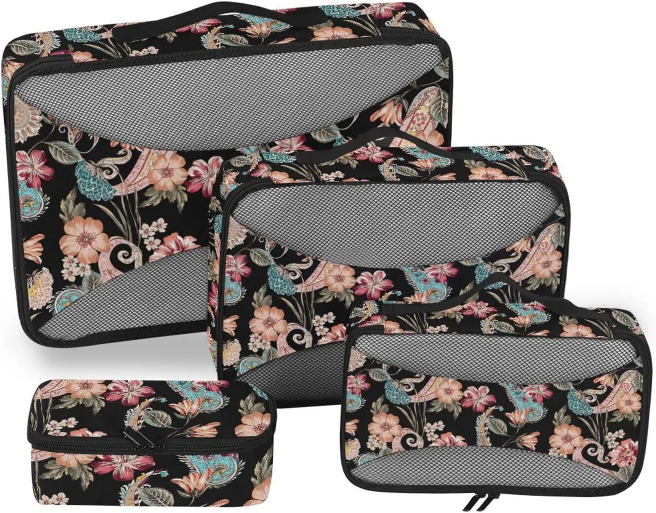 Packing Cubes for Travel 4 Set Suitcase Organizer Travel Cubes for Packing Women Packing Cuves Ethnic Flower