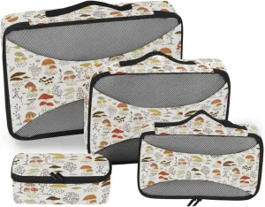 Packing Cubes for Travel Set of 4 Luggage Bags Organizers Travel Cubes for Luggage Pqcking Cubes Mushroom and Butterfly