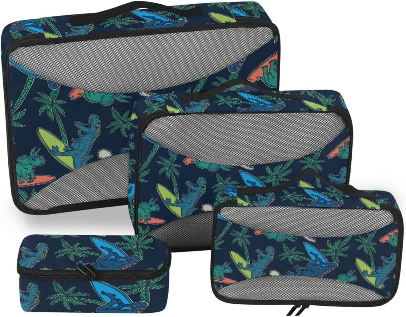 Packing Cubes for Travel Set of 4 Luggage Organizer Travel Bag Organizer for Luggage Oacking Cubes Surfing Dinosaurs