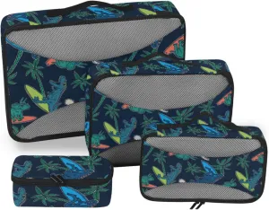 Packing Cubes for Travel Set of 4 Luggage Organizer Travel Bag Organizer for Luggage Oacking Cubes Surfing Dinosaurs