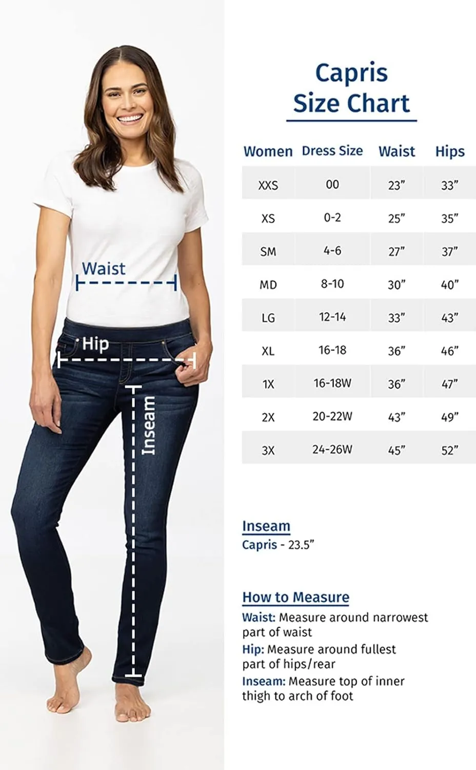 PajamaJeans Women's Capri Jeans for Summer - Pull on Capris - Womens Casual Pedal Pushers