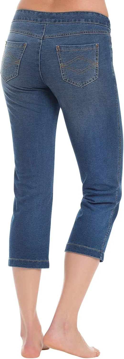 PajamaJeans Women's Capri Jeans for Summer - Pull on Capris - Womens Casual Pedal Pushers