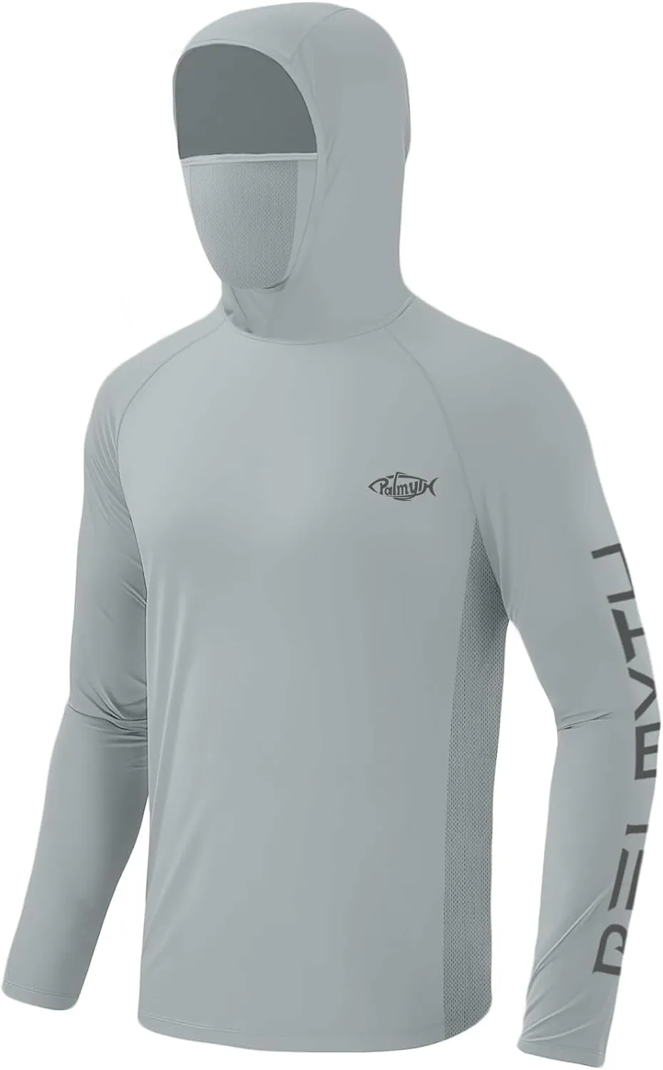 Palmyth Fishing Shirts for Men UPF 50  Sun Protection Hoodie Long Sleeve with UV Vented Neck Gaiter