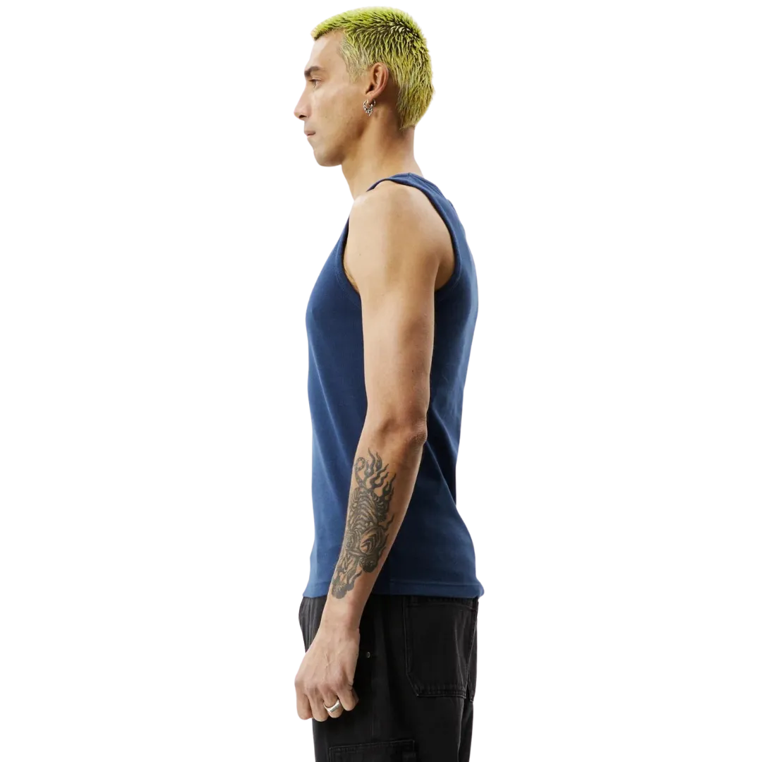 Paramount Recycled Rib Singlet - Navy