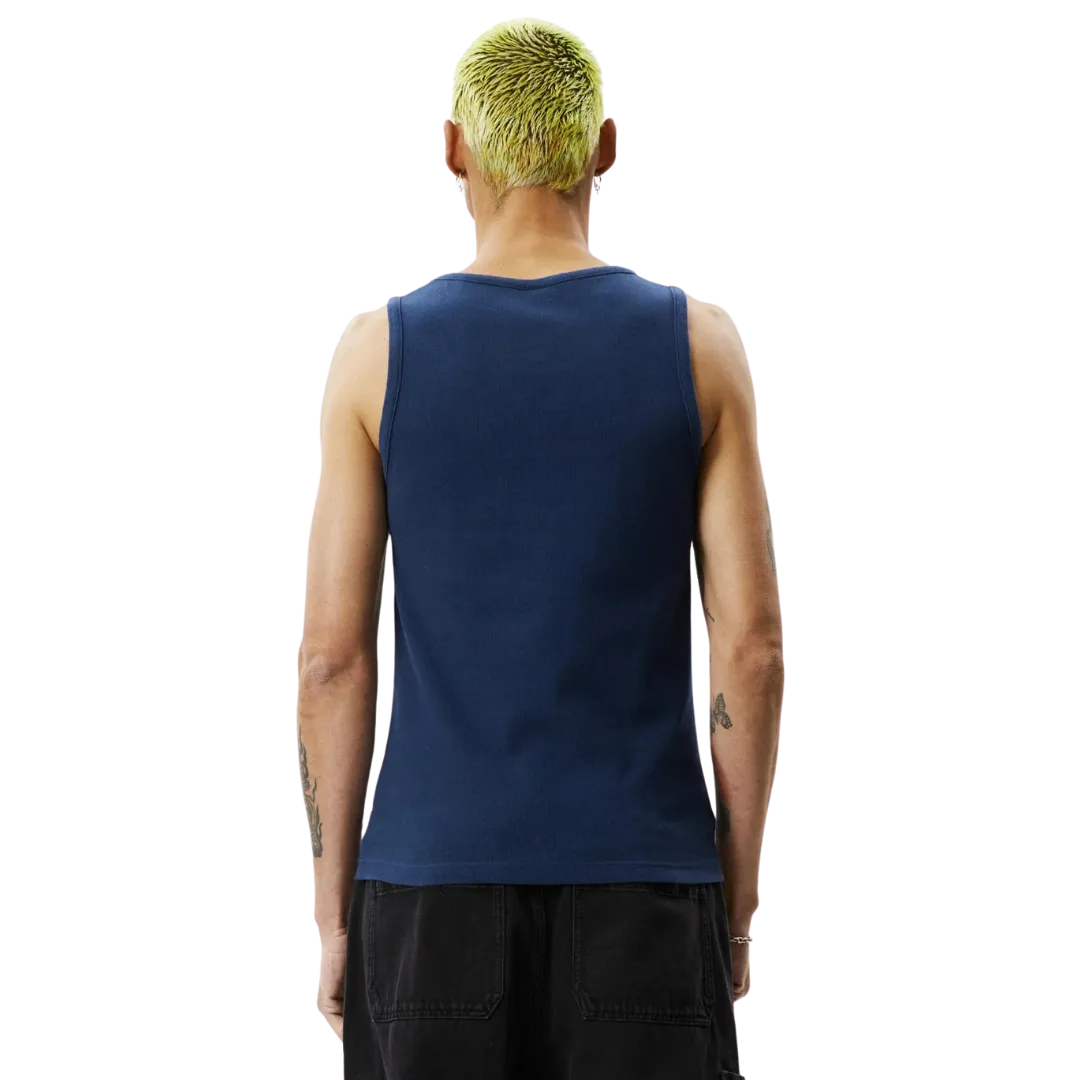 Paramount Recycled Rib Singlet - Navy