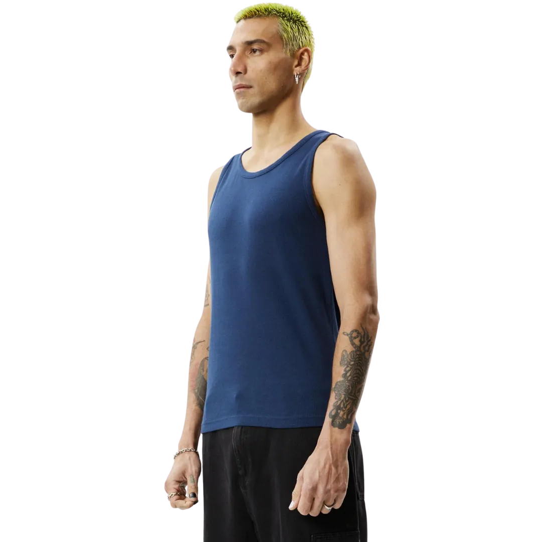 Paramount Recycled Rib Singlet - Navy