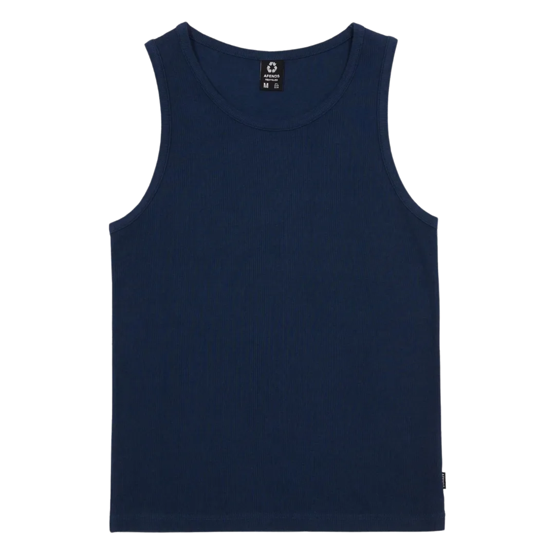 Paramount Recycled Rib Singlet - Navy