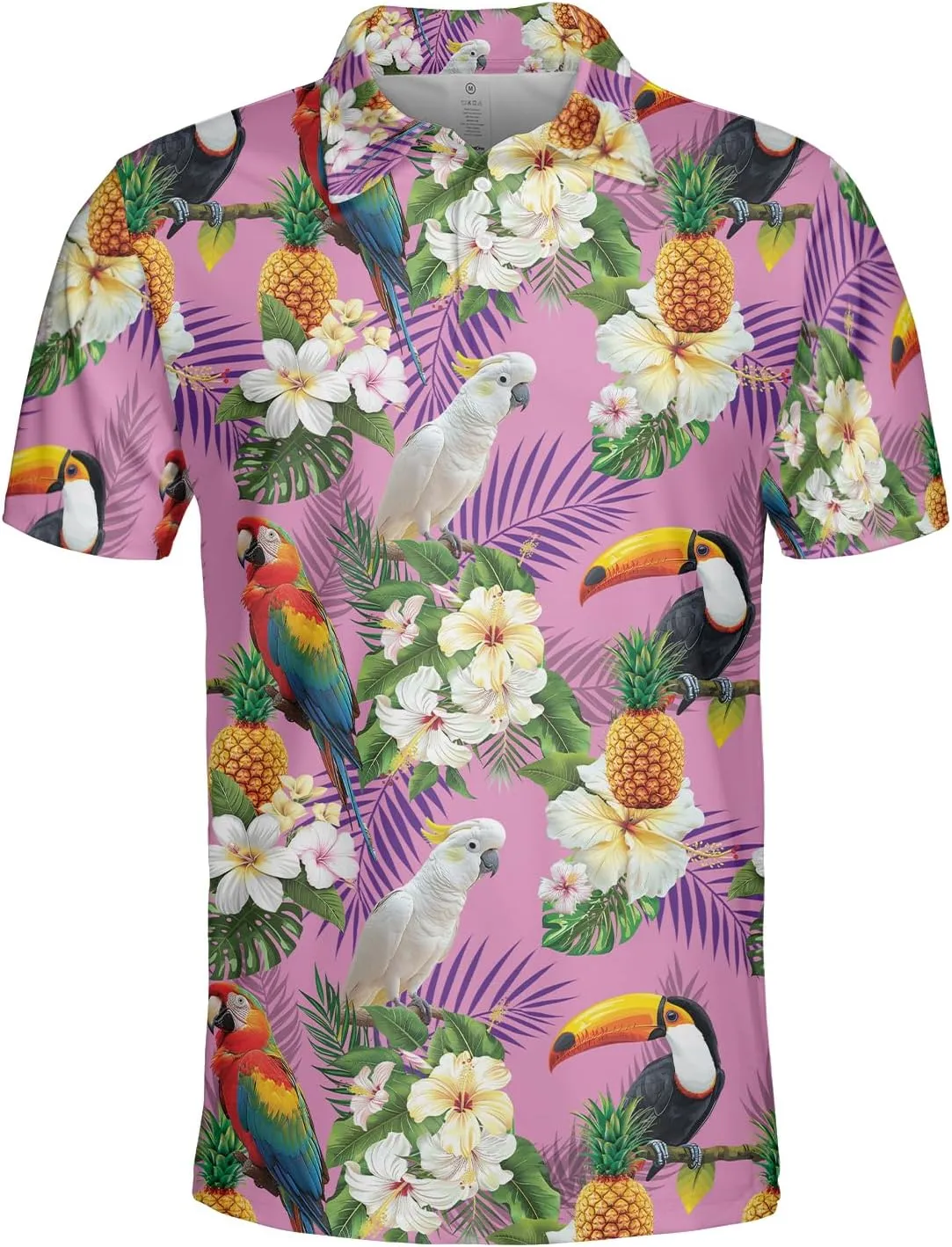 Parrot Golf Shirt Men Funny Golf Polos for Men Dry Fit Funny - Birds Golf Polo Shirts Hawaiian Polo Golf Outfits (MP_PL_9)