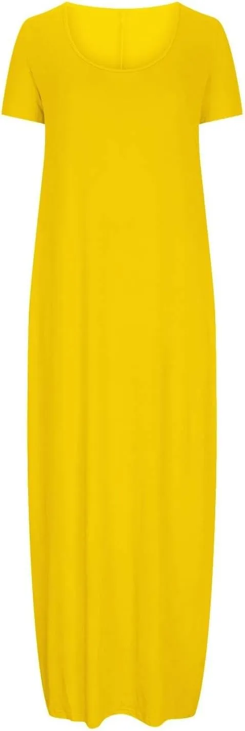 Plus Size Dresses for Curvy Women Loose Fit Round Neck Summer Beach Dresses Casual Flowy Maxi Tshirt Sundresses