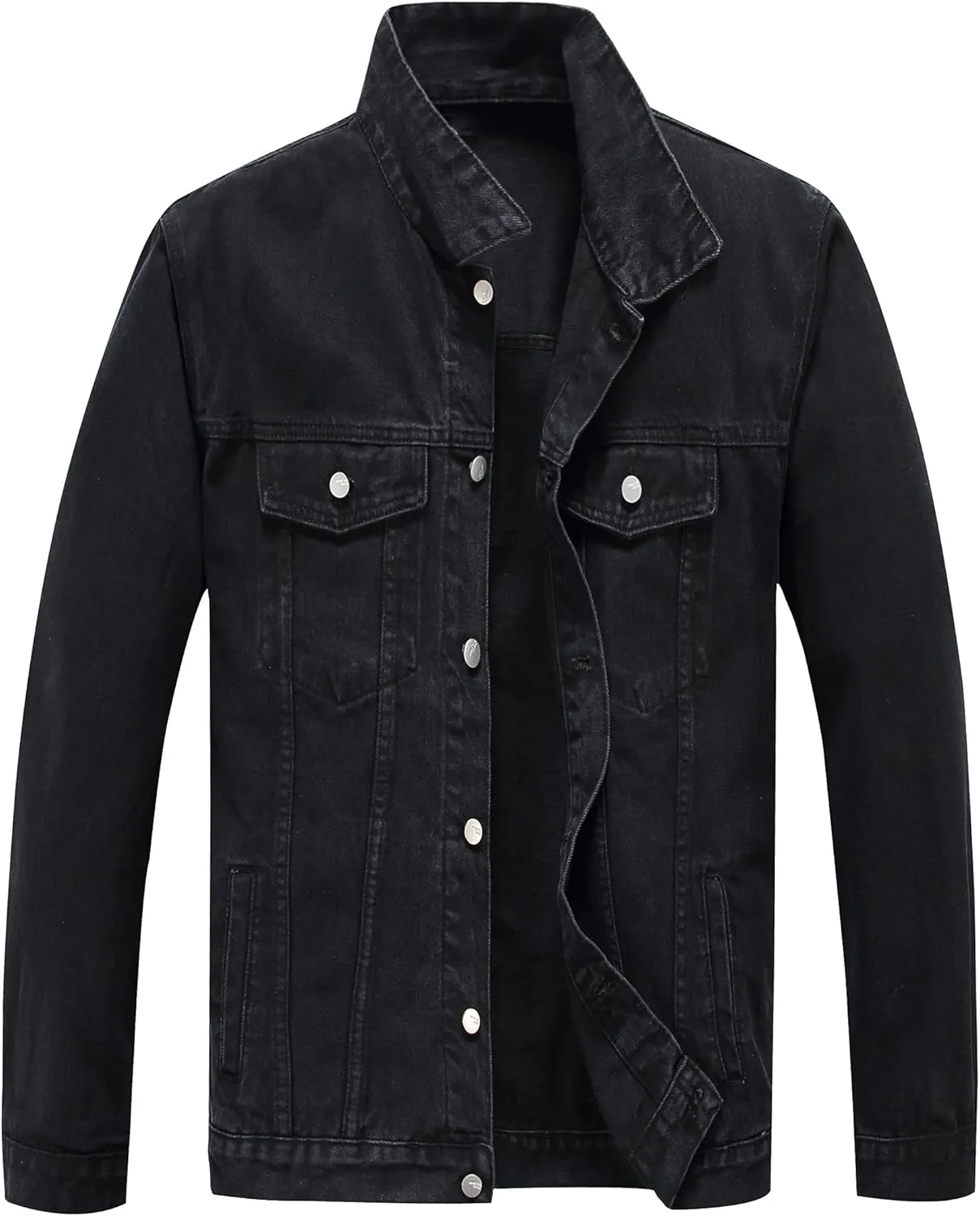 PRIJOUHE Mens Jean Jacket Casual Loose Fit Button Down Denim Trucker Jacket Coat With Multiple Colors