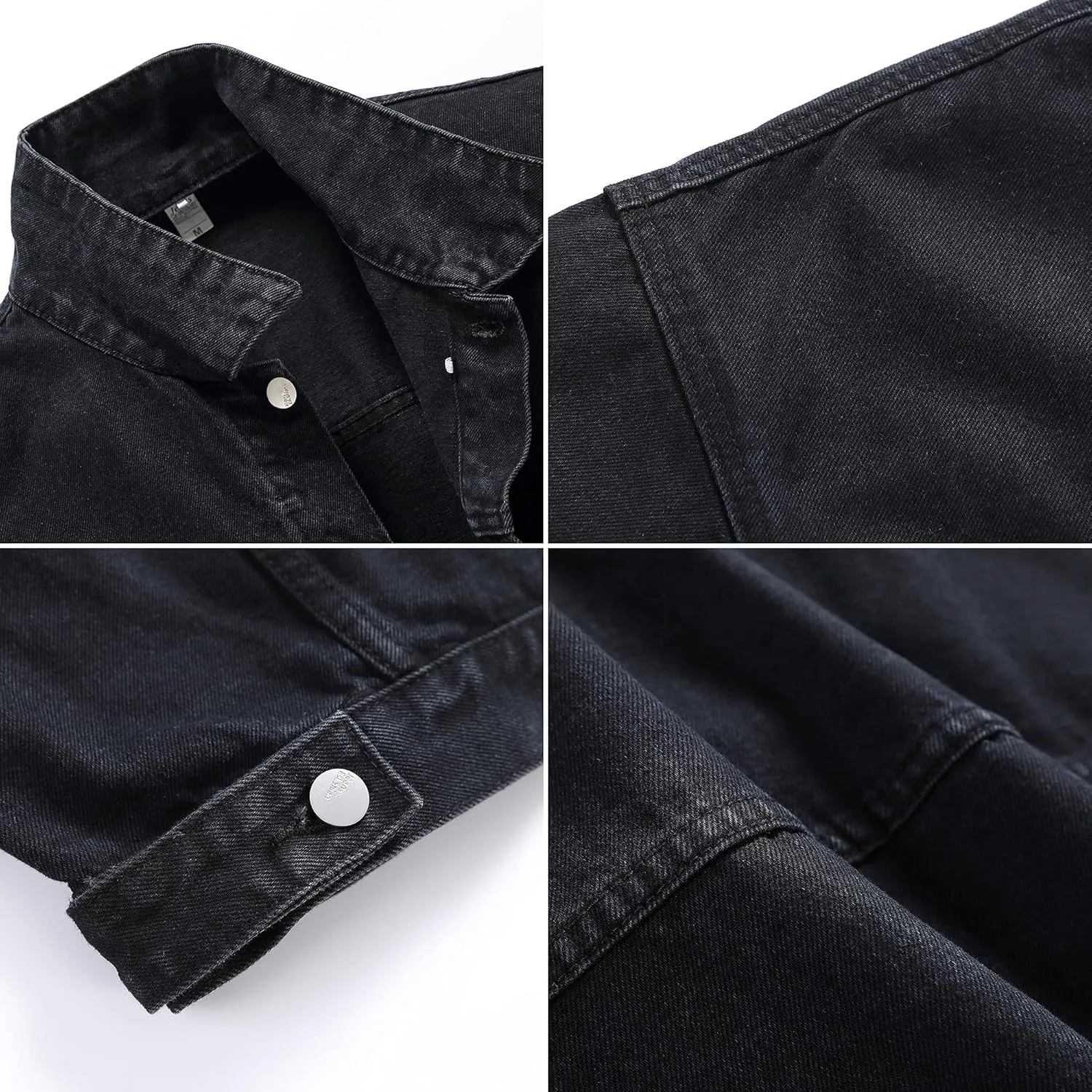 PRIJOUHE Mens Jean Jacket Casual Loose Fit Button Down Denim Trucker Jacket Coat With Multiple Colors