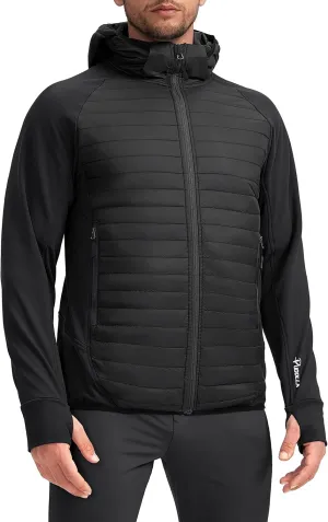 Pudolla Men's Lightweight Puffer Jacket Winter Thermal Running Jacket Hybrid Waterproof Down Coat for Golf Hiking