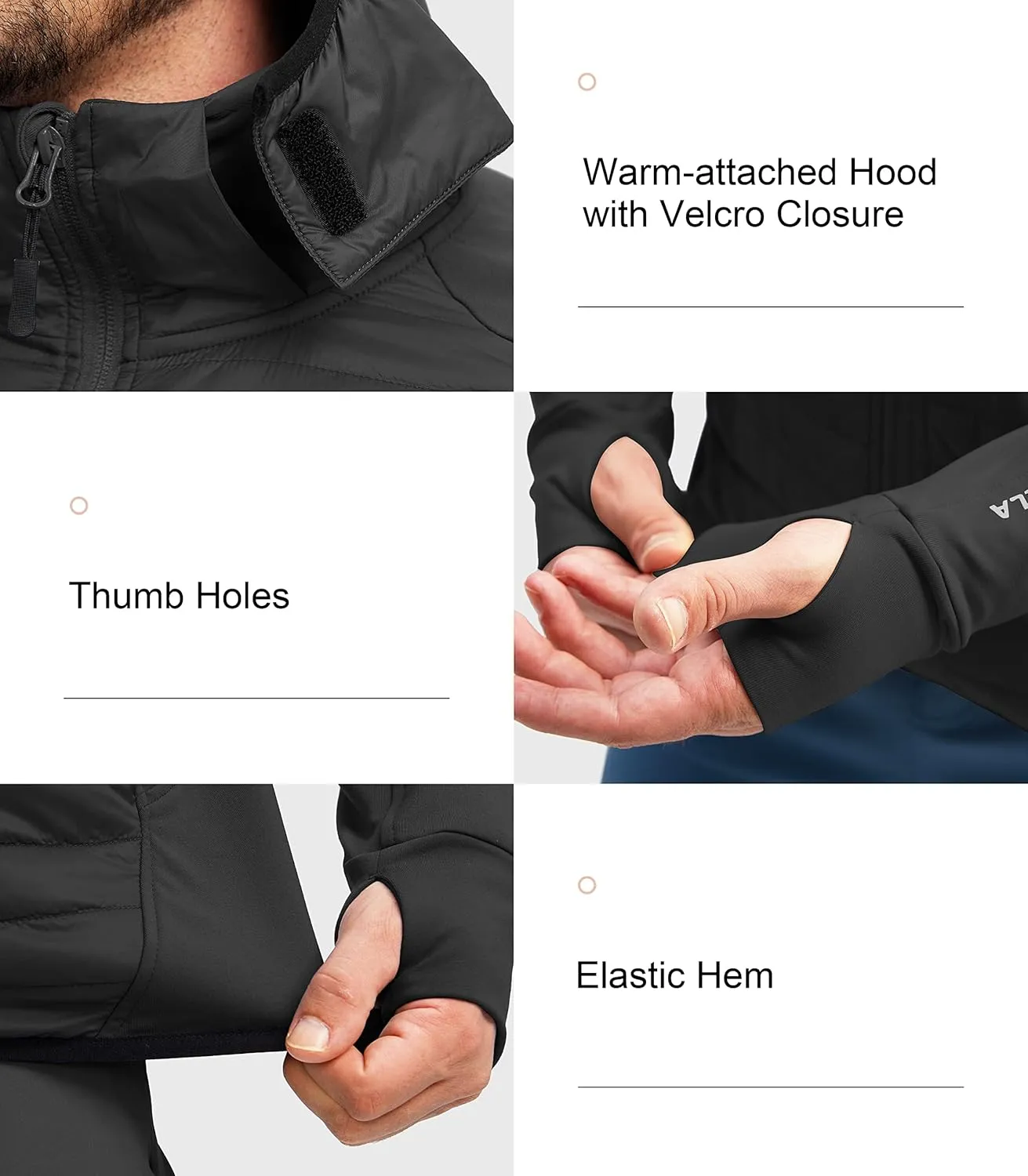 Pudolla Men's Lightweight Puffer Jacket Winter Thermal Running Jacket Hybrid Waterproof Down Coat for Golf Hiking