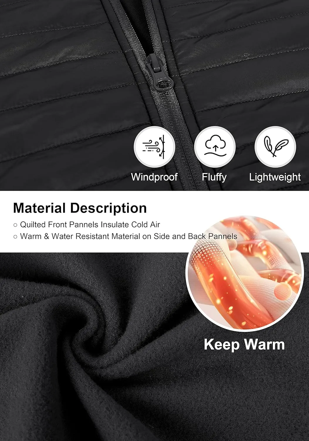 Pudolla Men's Lightweight Puffer Jacket Winter Thermal Running Jacket Hybrid Waterproof Down Coat for Golf Hiking