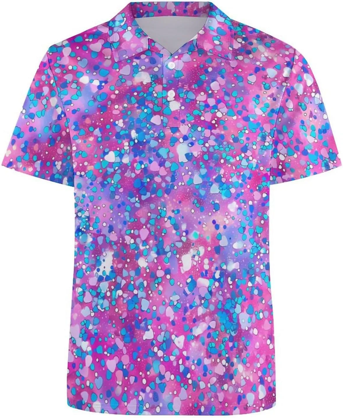 Purple Glitter Pattern Mens Polo Shirts Quick Dry Short Sleeve Golf Slim Fit T Shirt