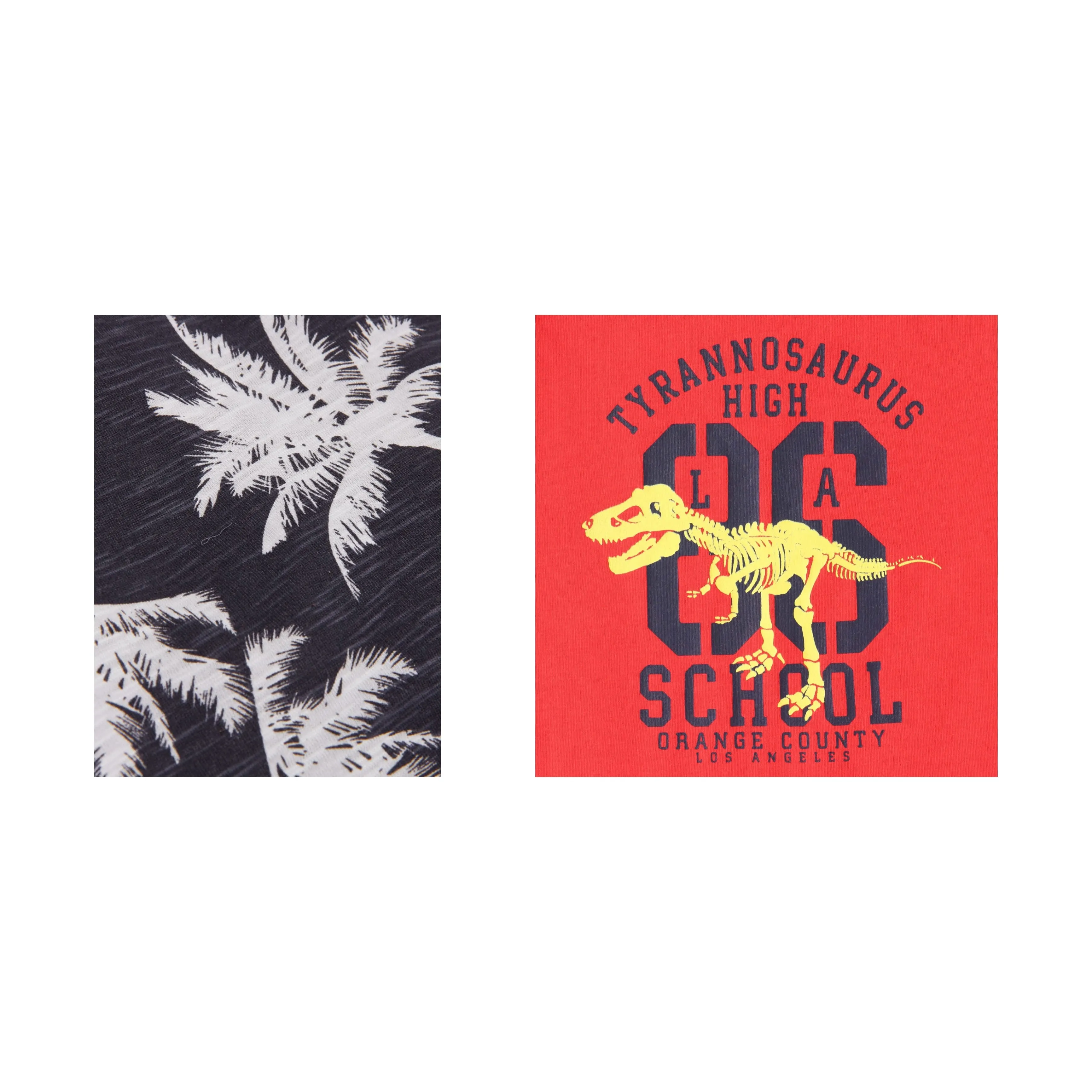 "Boys' 2-Pack T-shirt  Palm Tree & Dinosaur Print Sleeveless Tees (Black/Red)"