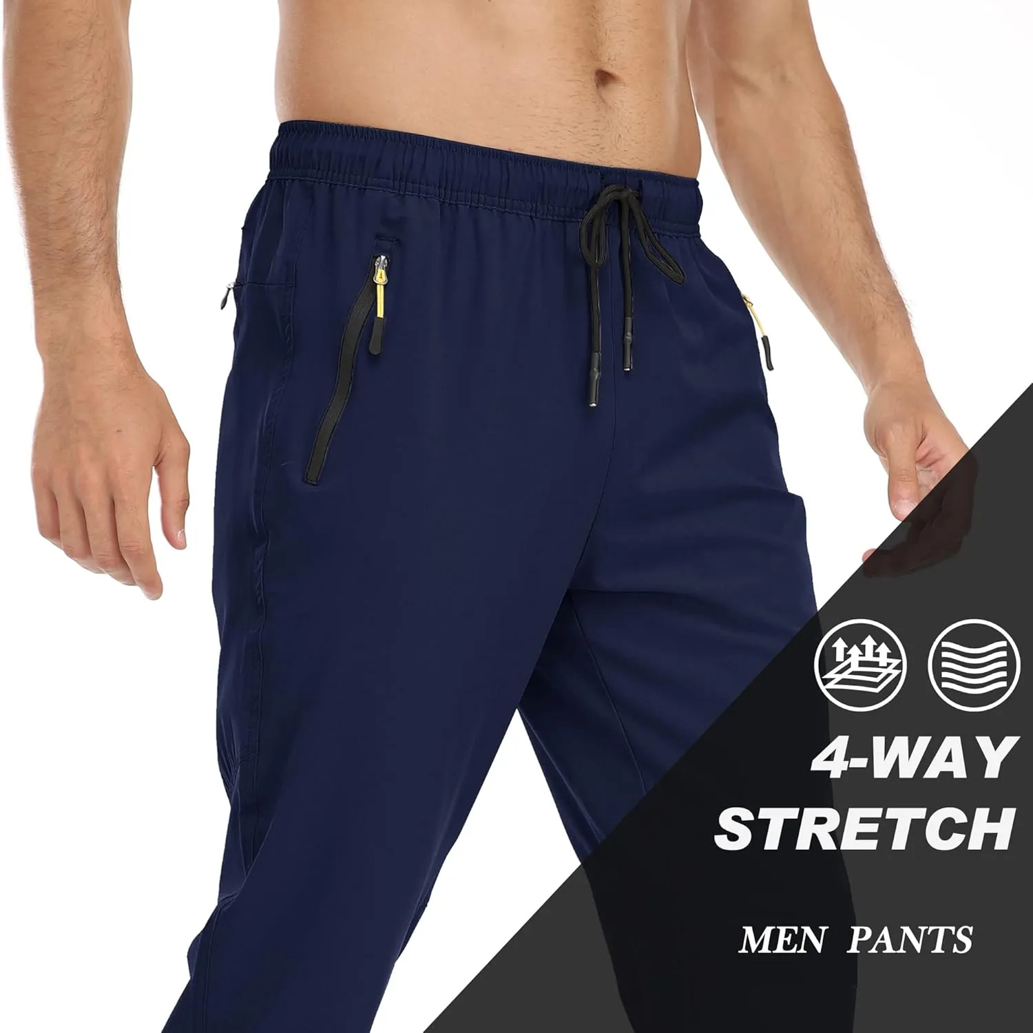 Rapoo Men's Lightweight Pants with Zipper Pockets Quick Dry Workout Athletic Travel Pants
