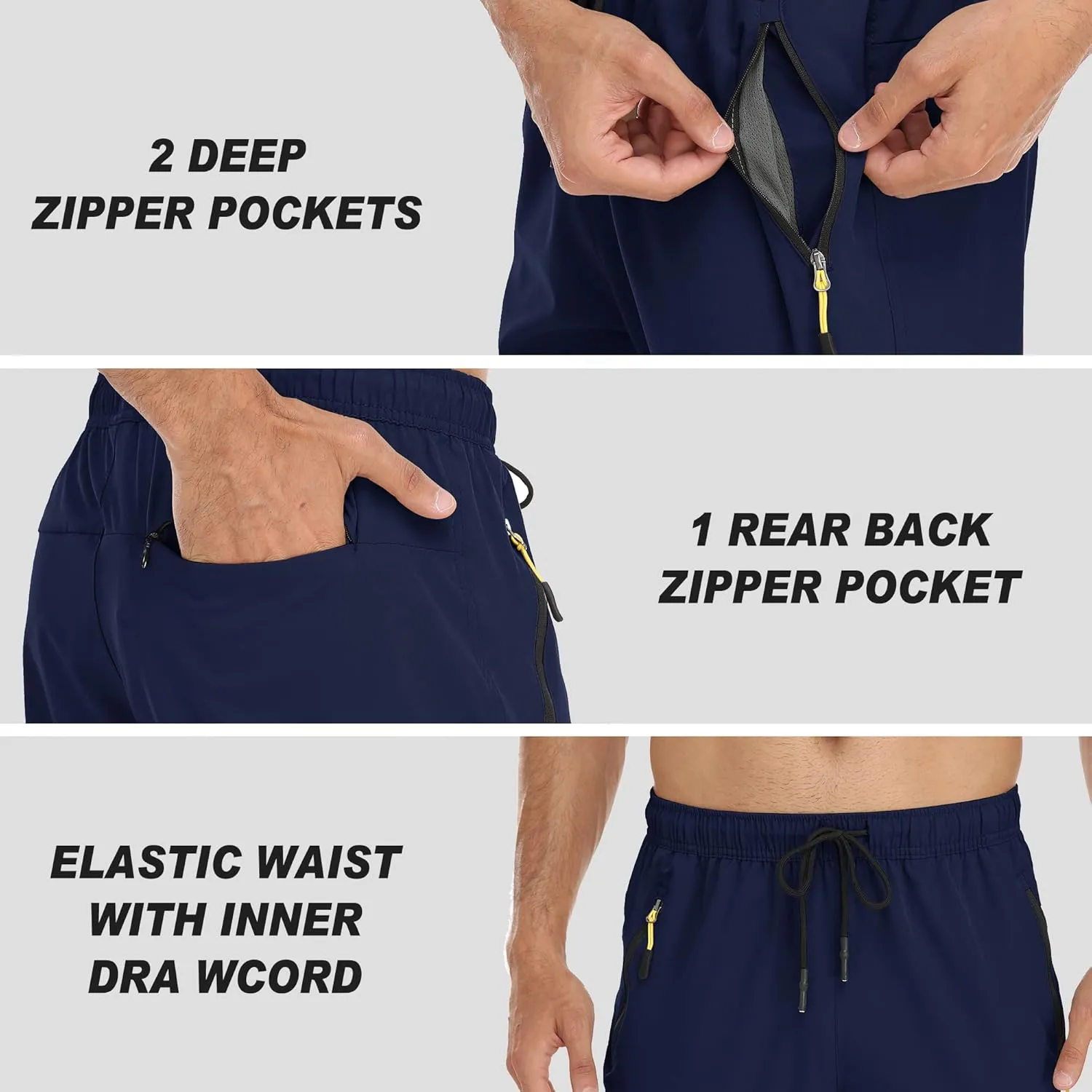 Rapoo Men's Lightweight Pants with Zipper Pockets Quick Dry Workout Athletic Travel Pants