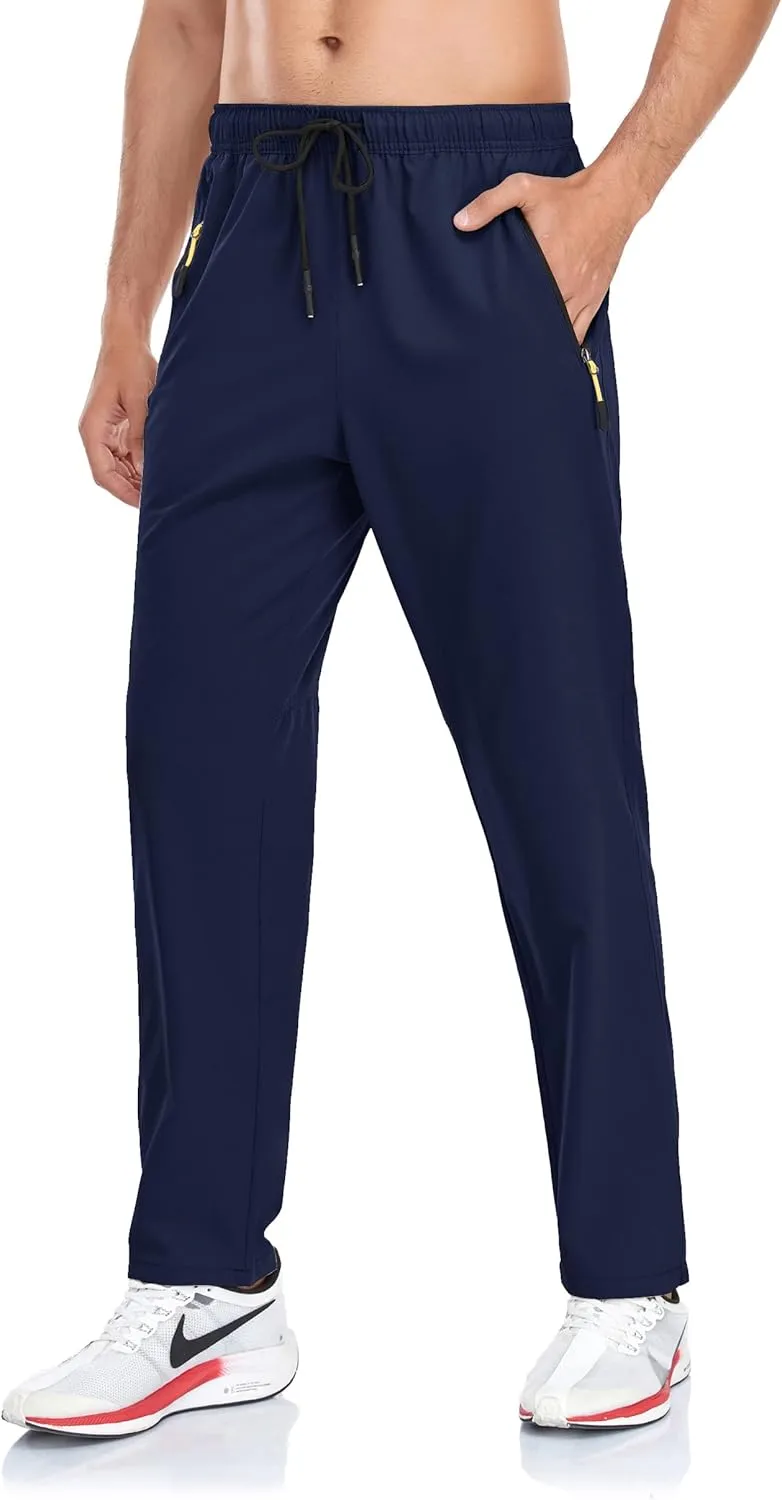 Rapoo Men's Lightweight Pants with Zipper Pockets Quick Dry Workout Athletic Travel Pants