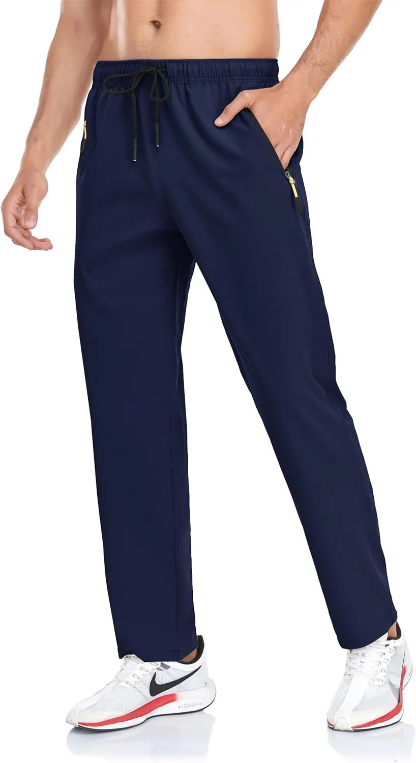 Rapoo Men's Lightweight Pants with Zipper Pockets Quick Dry Workout Athletic Travel Pants