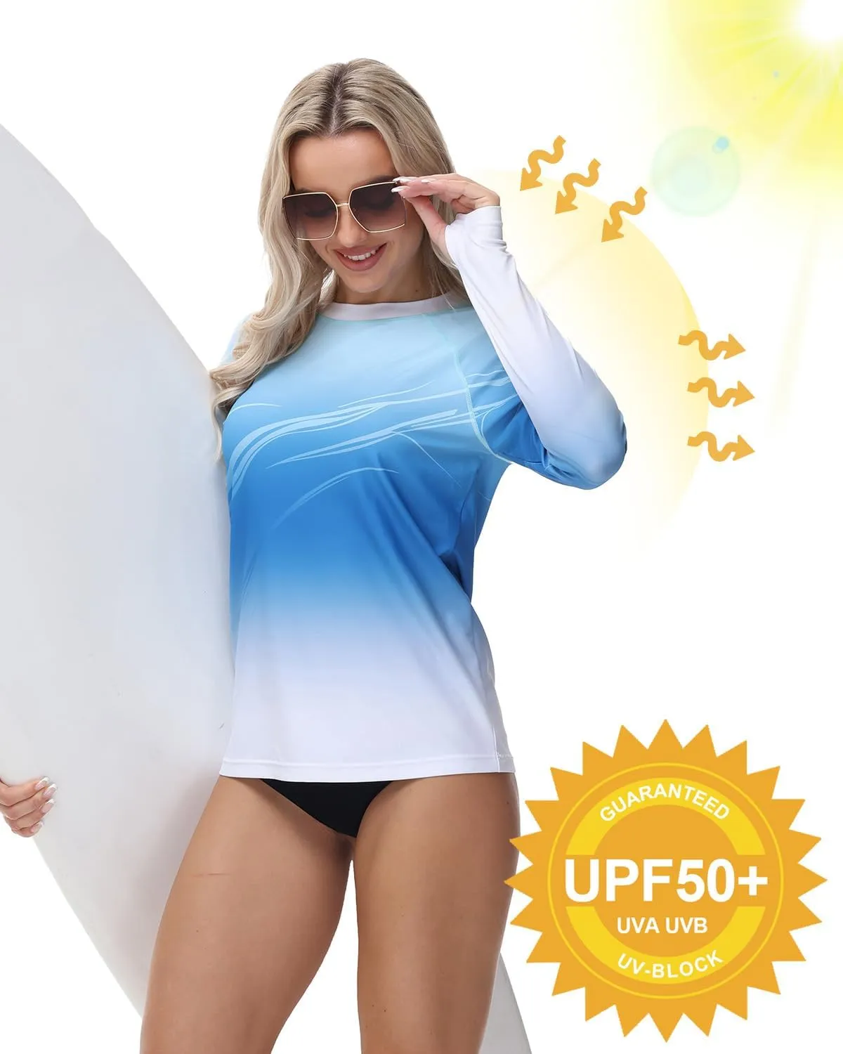 Rash Guard for Women UV Protection Swim Shirts Long Sleeve Quick Dry Water Tops Swimsuit with Thumb Hole