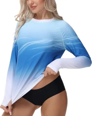 Rash Guard for Women UV Protection Swim Shirts Long Sleeve Quick Dry Water Tops Swimsuit with Thumb Hole