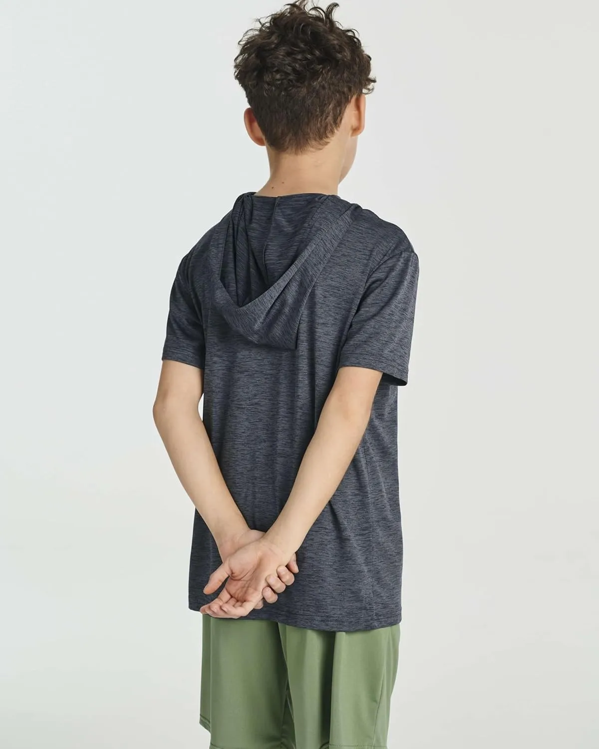 Real Essentials 3 Pack: Boys Dry-Fit Youth Teen Active Athletic Short Sleeve Workout Hoodie - Hooded Pullover Shirts