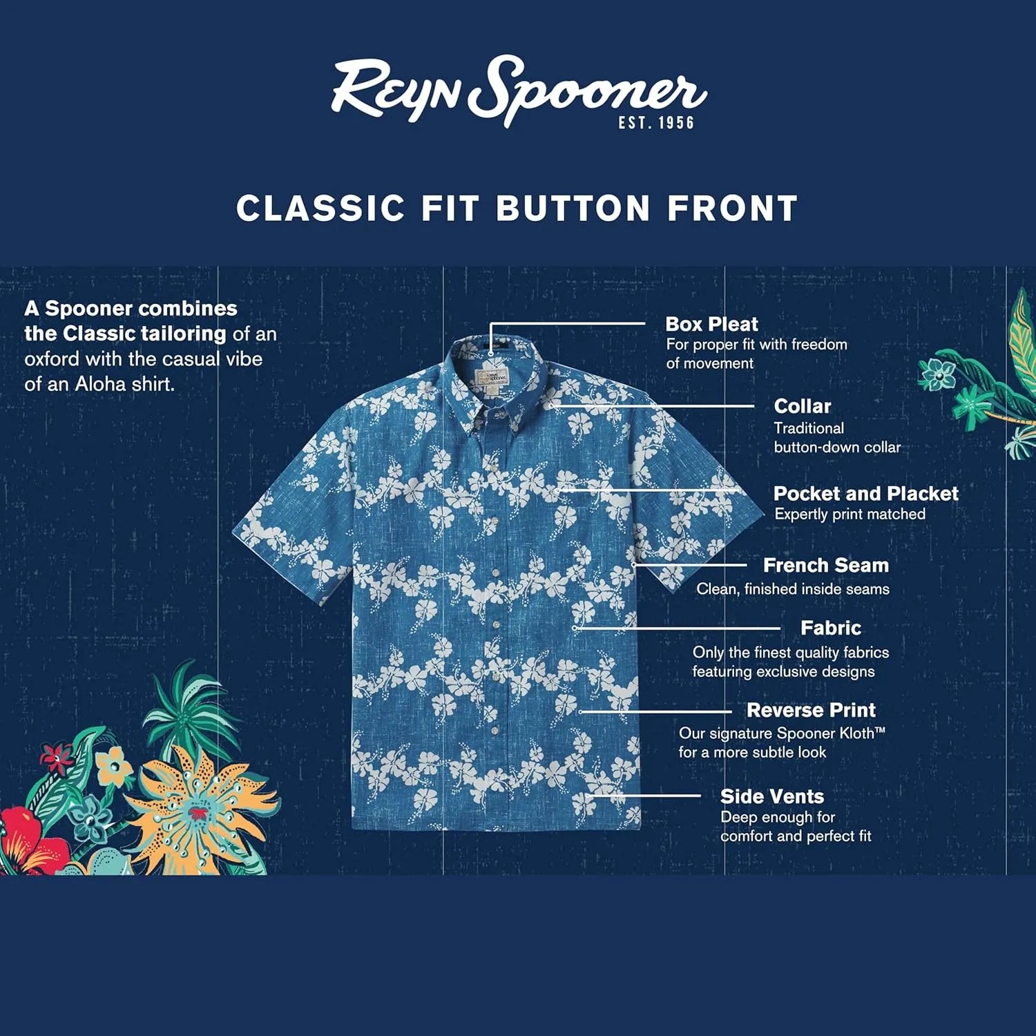Reyn Spooner Men's Floral Hawaiian Aloha Shirt - Button Front