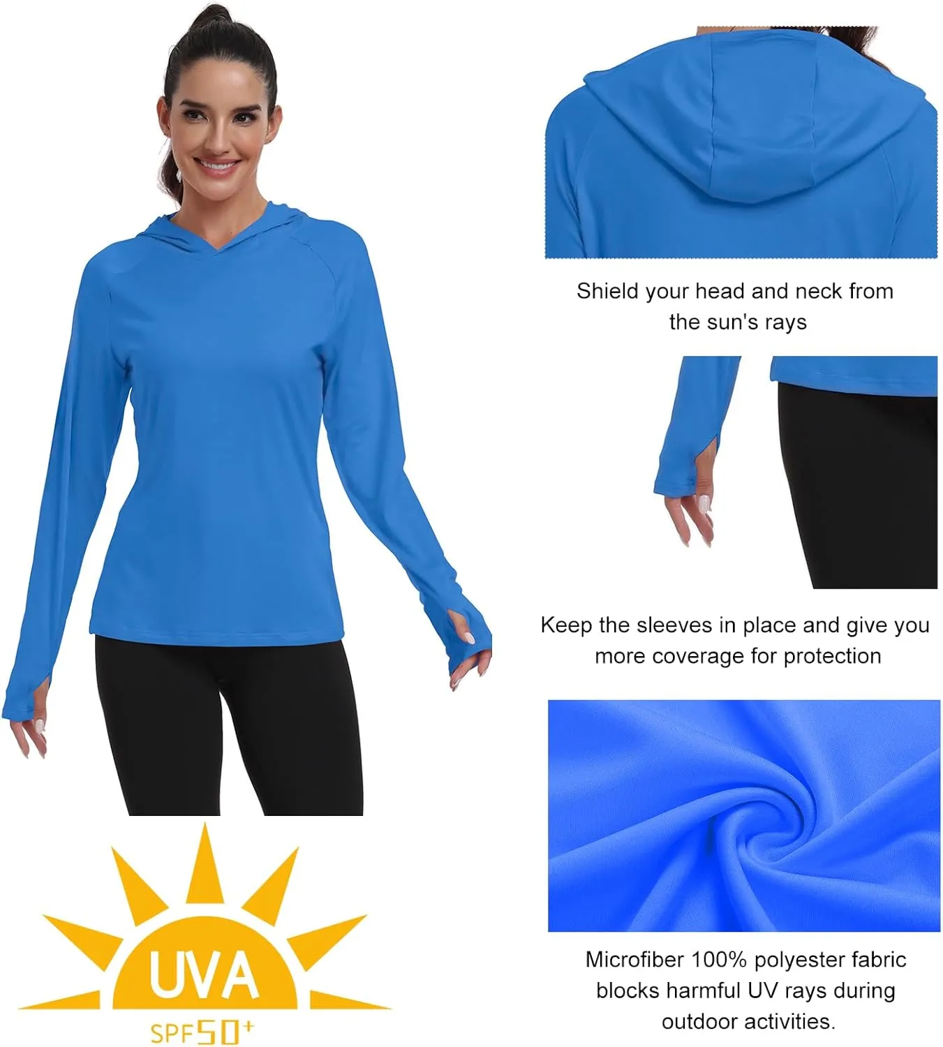 RIMLESS 7 Women's UPF 50  Sun Shirt with Hoodie Long Sleeve Hiking Fishing Outdoor Sweatshirt Lightweight Hoodie