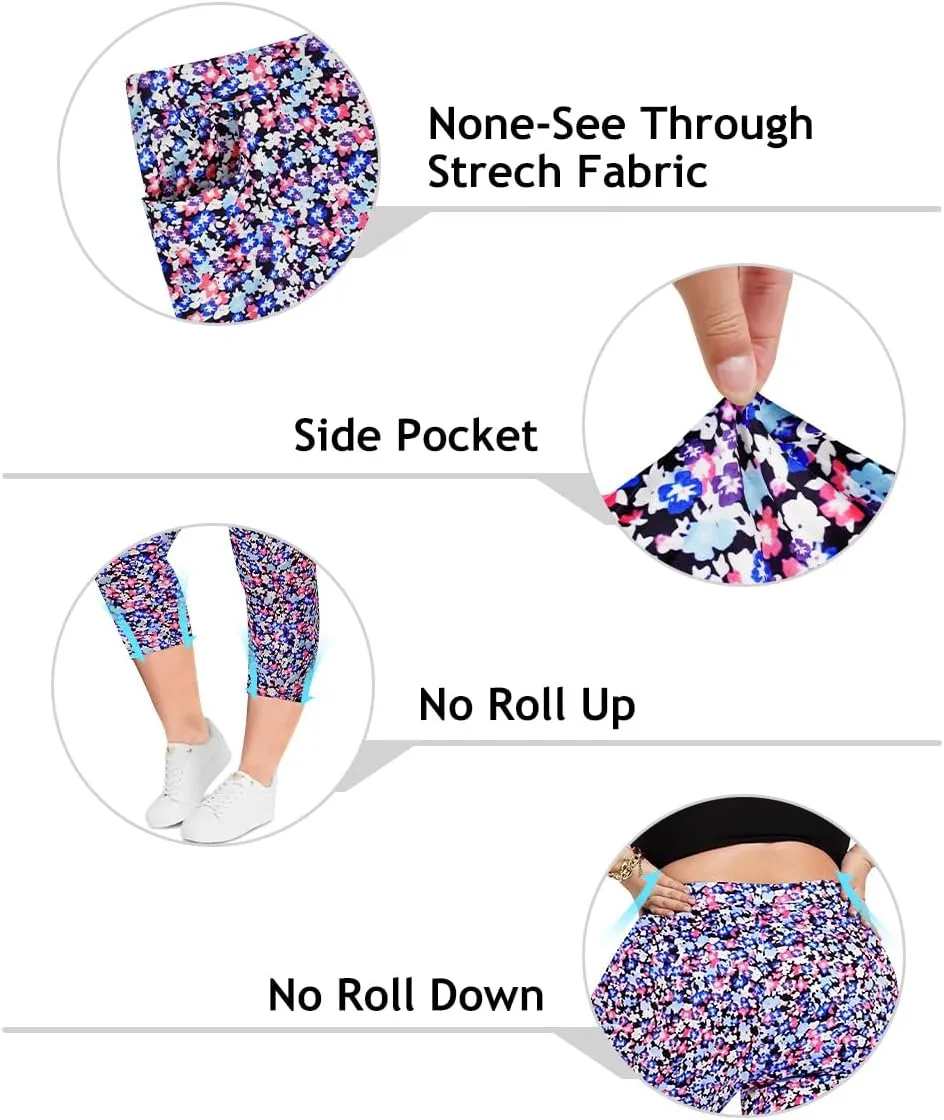 RITERA Plus Size Leggings for Women High Waist Capri Legging Oversized Stretchy Workout Pants XL-5XL