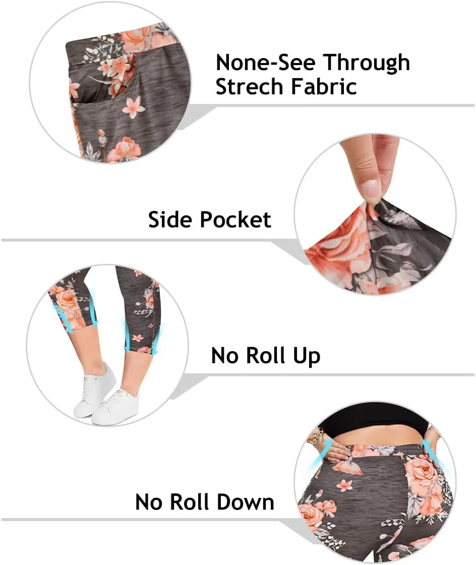 RITERA Plus Size Leggings for Women High Waist Capri Legging Oversized Stretchy Workout Pants XL-5XL